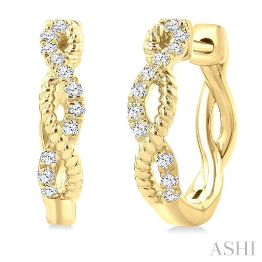 Twisted Petite Diamond Huggie Fashion Earrings