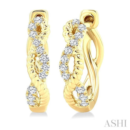 Twisted Petite Diamond Huggie Fashion Earrings