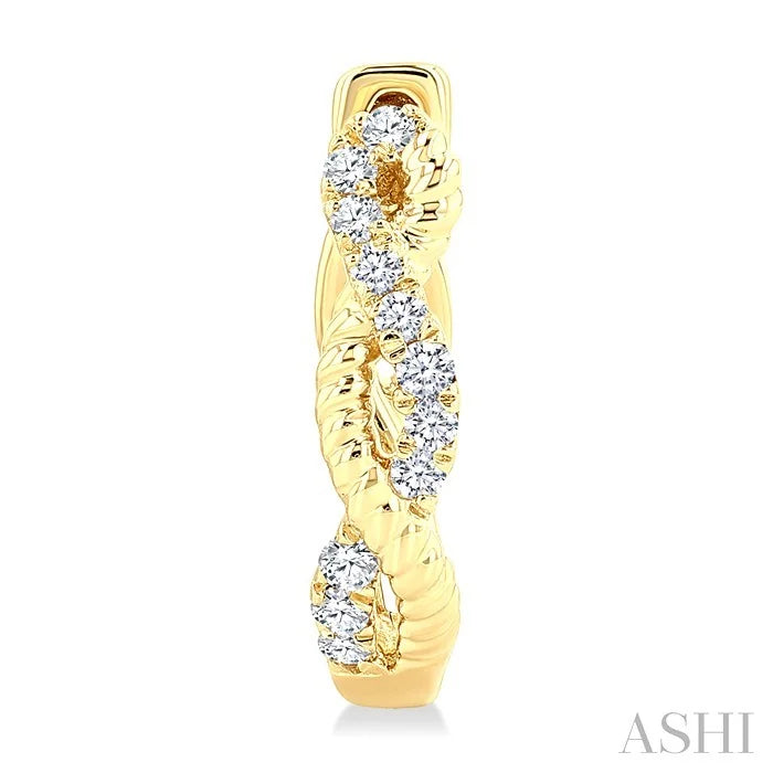 Twisted Petite Diamond Huggie Fashion Earrings