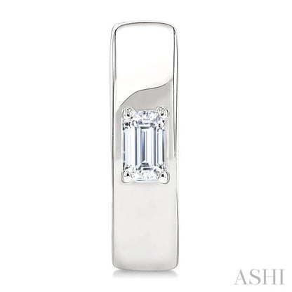 Emerald Shape Petite Prong Diamond Huggie Earrings