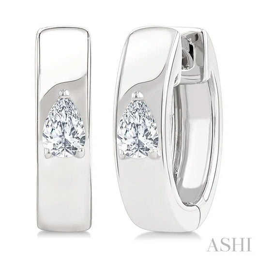 Pear Shape Petite Prong Diamond Huggie Earrings