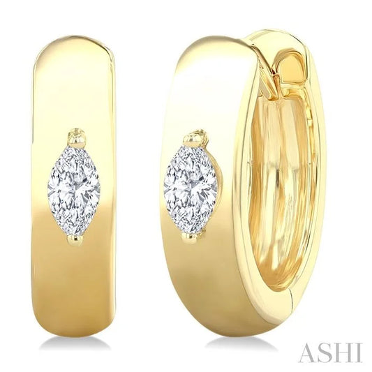 Marquise Shape Petite Prong Diamond Huggie Earrings