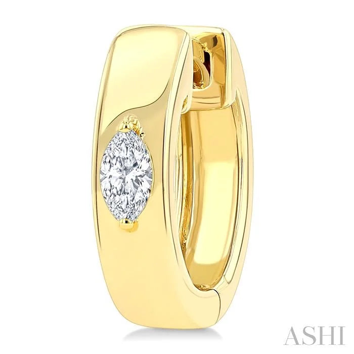 Marquise Shape Petite Prong Diamond Huggie Earrings