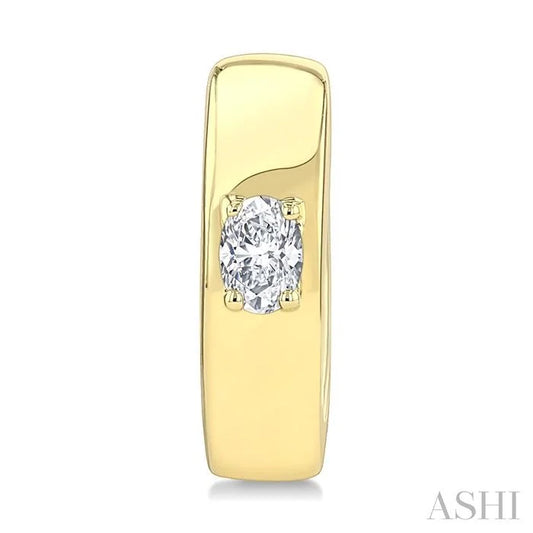 Oval Shape Petite Prong Diamond Huggie Earrings