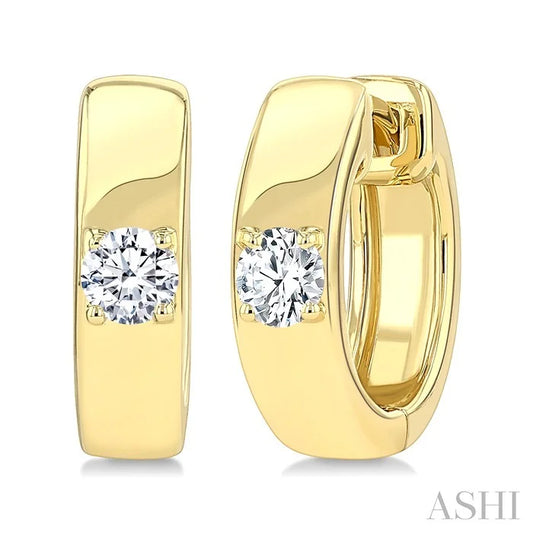 Round Shape Petite Prong Diamond Huggie Earrings