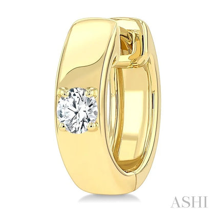Round Shape Petite Prong Diamond Huggie Earrings