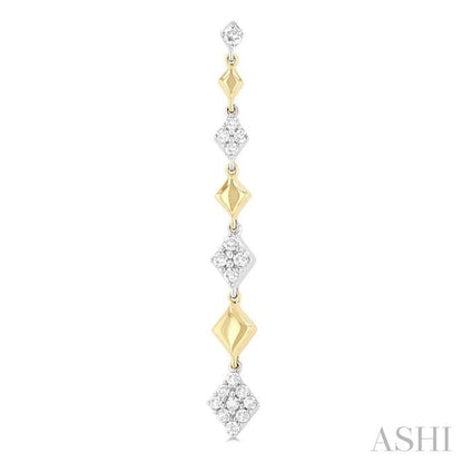 Puffed Diamond Shape Long Earrings