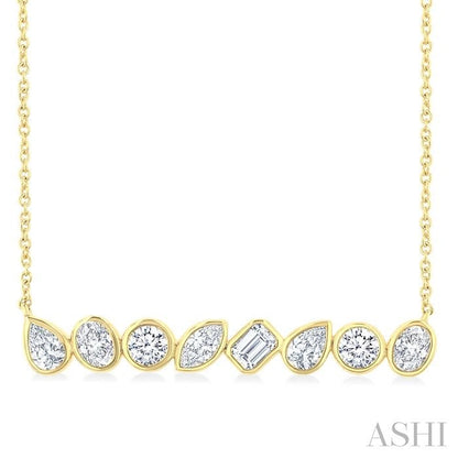 Mixed Shape Bezel Set Diamond Fashion Necklace