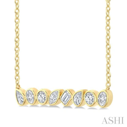 Mixed Shape Bezel Set Diamond Fashion Necklace