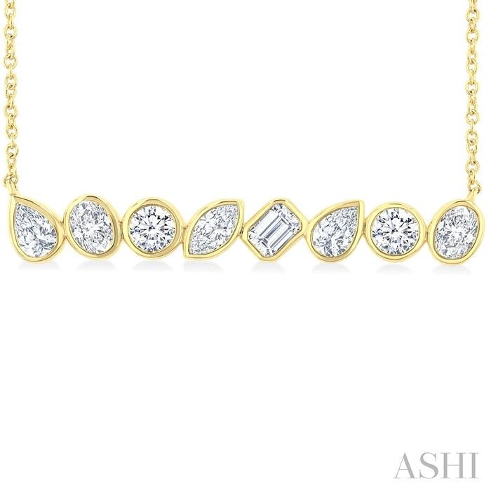 Mixed Shape Bezel Set Diamond Fashion Necklace