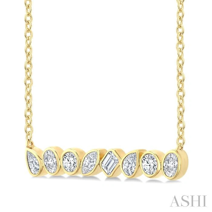 Mixed Shape Bezel Set Diamond Fashion Necklace