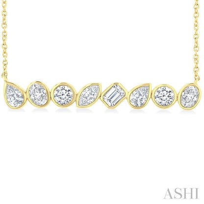 Mixed Shape Bezel Set Diamond Fashion Necklace
