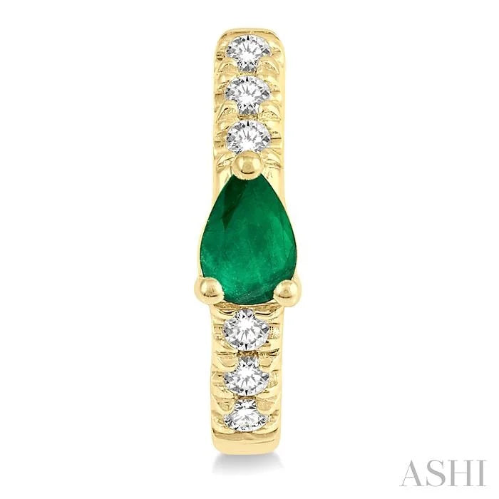 Pear Shape Gemstone & Petite Diamond Huggie Fashion Earrings