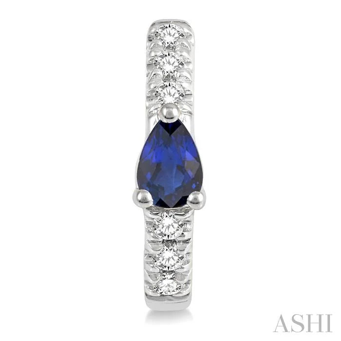 Pear Shape Gemstone & Petite Diamond Huggie Fashion Earrings