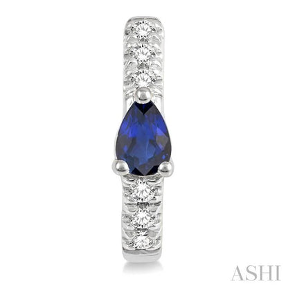 Pear Shape Gemstone & Petite Diamond Huggie Fashion Earrings