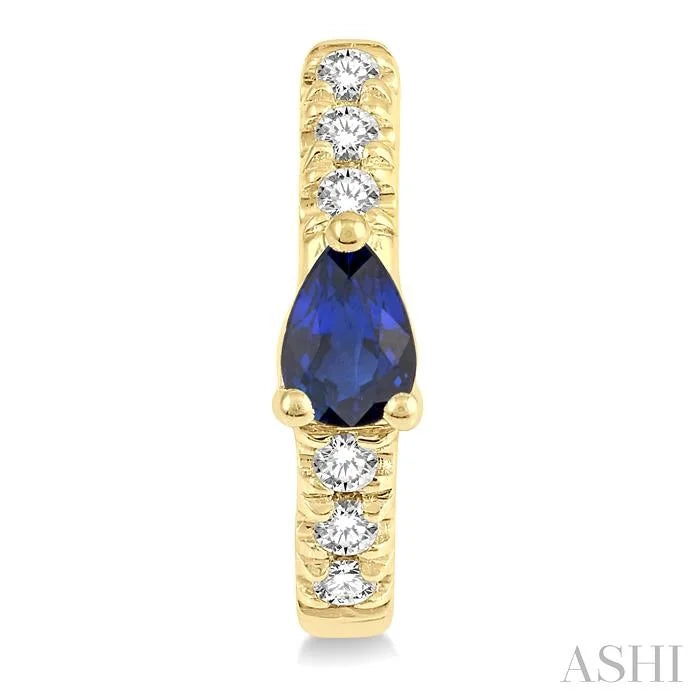 Pear Shape Gemstone & Petite Diamond Huggie Fashion Earrings