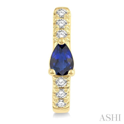 Pear Shape Gemstone & Petite Diamond Huggie Fashion Earrings