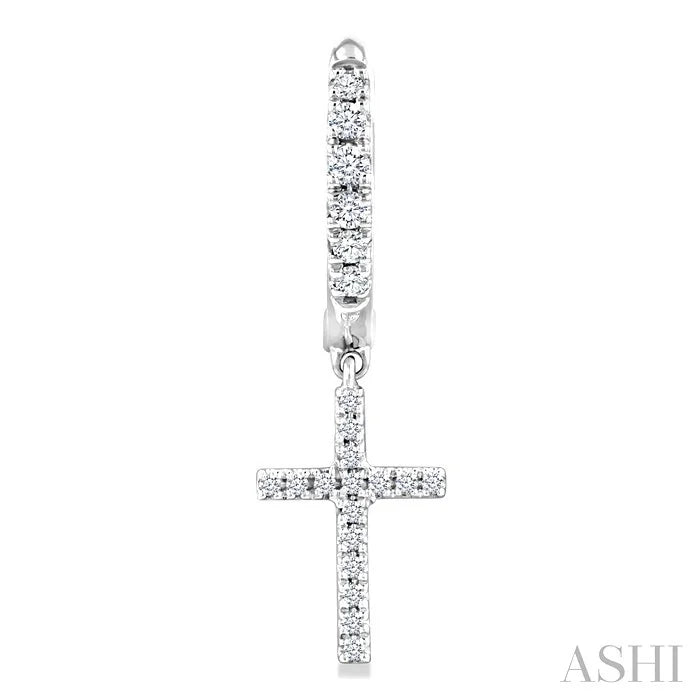 Cross Petite Diamond Huggie Fashion Earrings