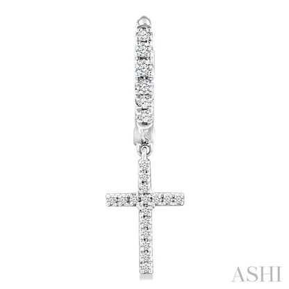 Cross Petite Diamond Huggie Fashion Earrings