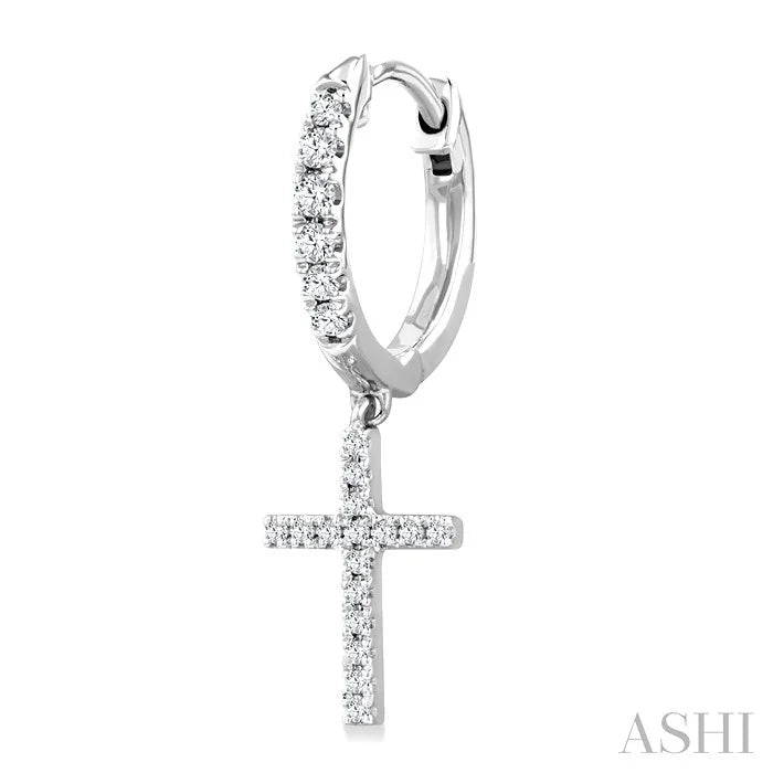 Cross Petite Diamond Huggie Fashion Earrings