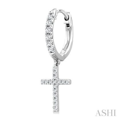 Cross Petite Diamond Huggie Fashion Earrings
