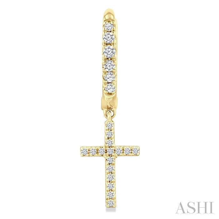 Cross Petite Diamond Huggie Fashion Earrings