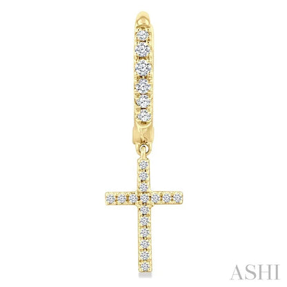Cross Petite Diamond Huggie Fashion Earrings