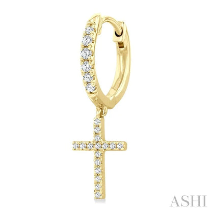 Cross Petite Diamond Huggie Fashion Earrings