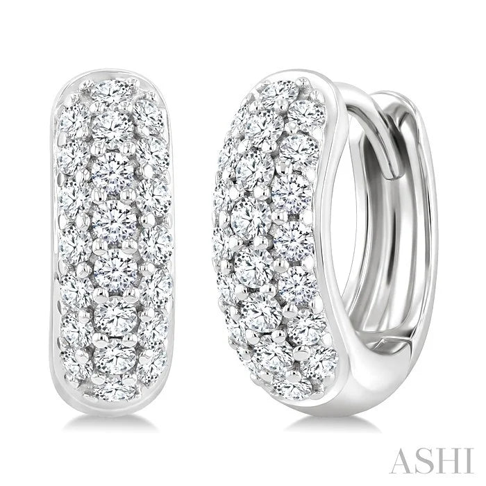 3 Row Diamond Huggie Fashion Earrings