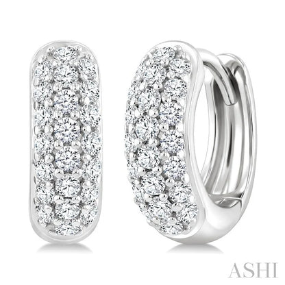 3 Row Diamond Huggie Fashion Earrings