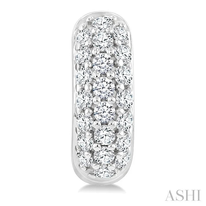 3 Row Diamond Huggie Fashion Earrings