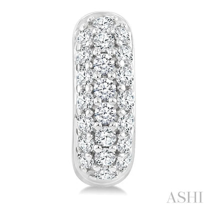 3 Row Diamond Huggie Fashion Earrings