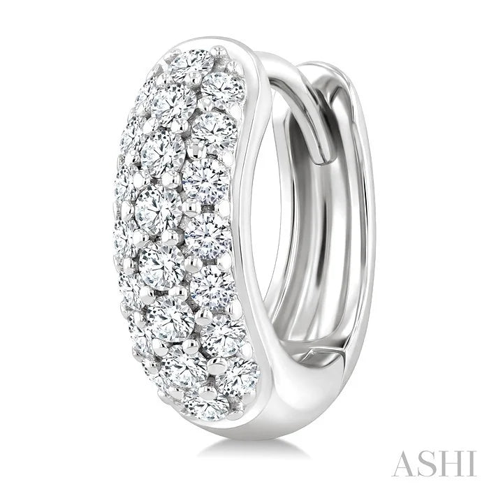 3 Row Diamond Huggie Fashion Earrings