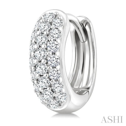 3 Row Diamond Huggie Fashion Earrings