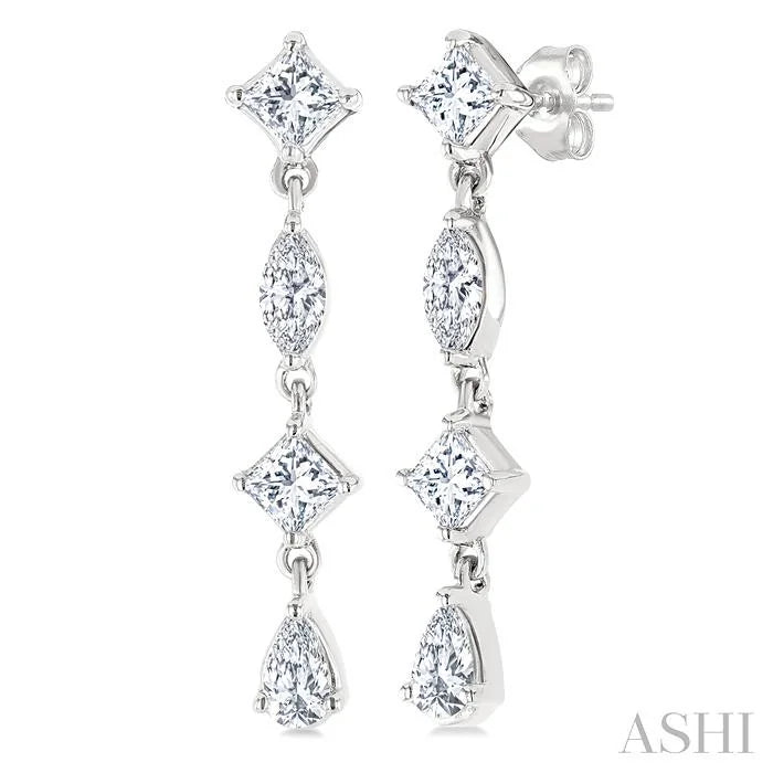 Mixed Shape Diamond Fashion Long Earrings