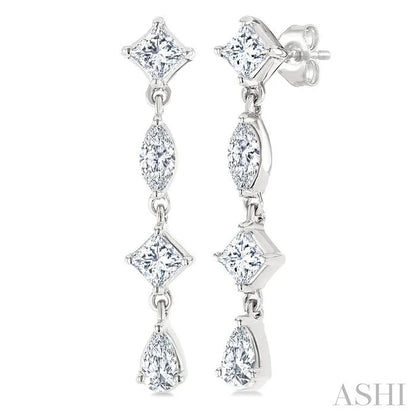 Mixed Shape Diamond Fashion Long Earrings