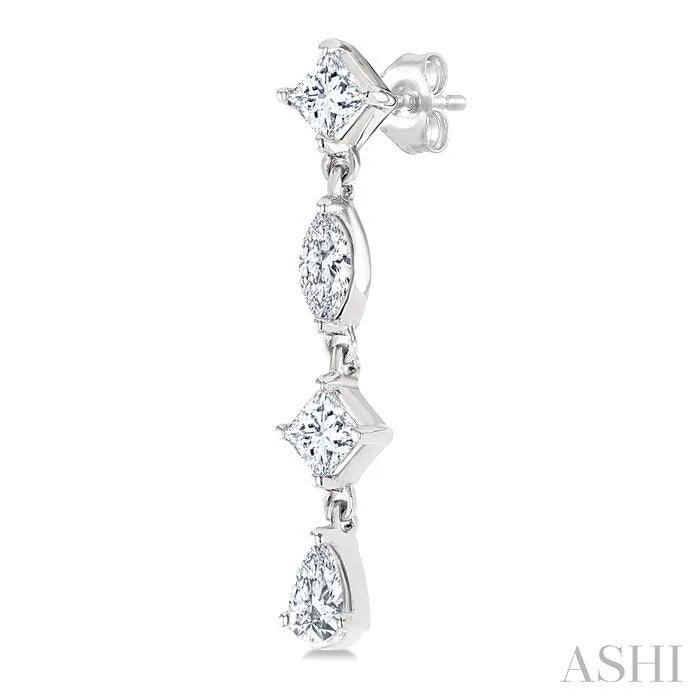 Mixed Shape Diamond Fashion Long Earrings