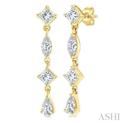 Mixed Shape Diamond Fashion Long Earrings