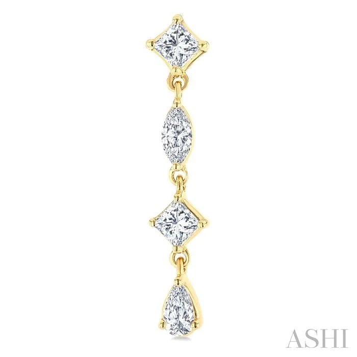 Mixed Shape Diamond Fashion Long Earrings