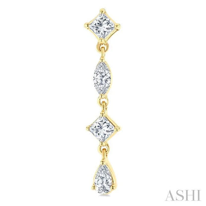 Mixed Shape Diamond Fashion Long Earrings