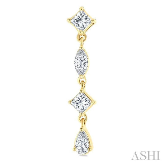 Mixed Shape Diamond Fashion Long Earrings