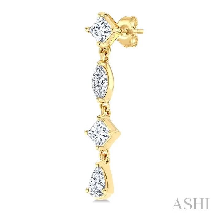 Mixed Shape Diamond Fashion Long Earrings