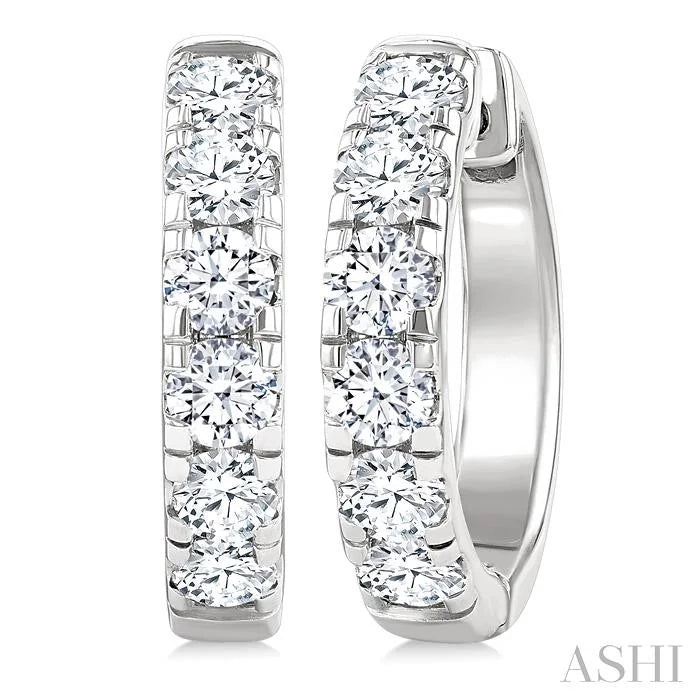 Round Shape Diamond Hoop Earrings