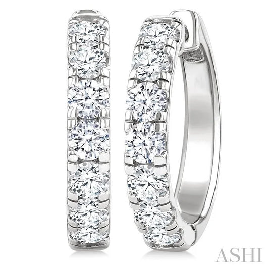 Round Shape Diamond Hoop Earrings