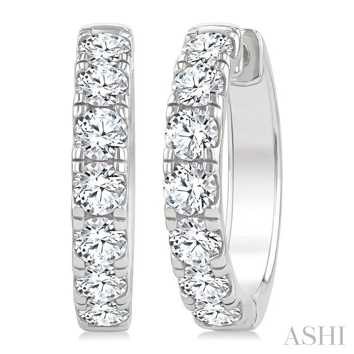 Round Shape Diamond Hoop Earrings