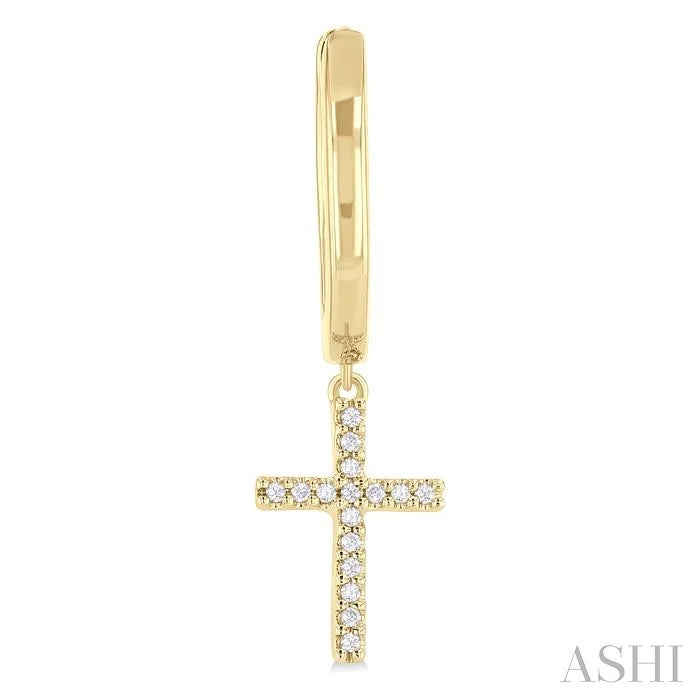 Cross Petite Diamond Fashion Huggie Earrings