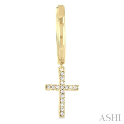 Cross Petite Diamond Fashion Huggie Earrings