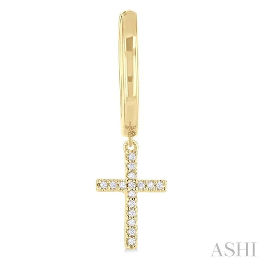 Cross Petite Diamond Fashion Huggie Earrings