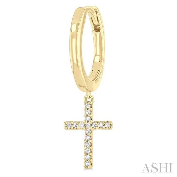 Cross Petite Diamond Fashion Huggie Earrings