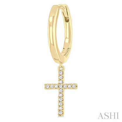 Cross Petite Diamond Fashion Huggie Earrings